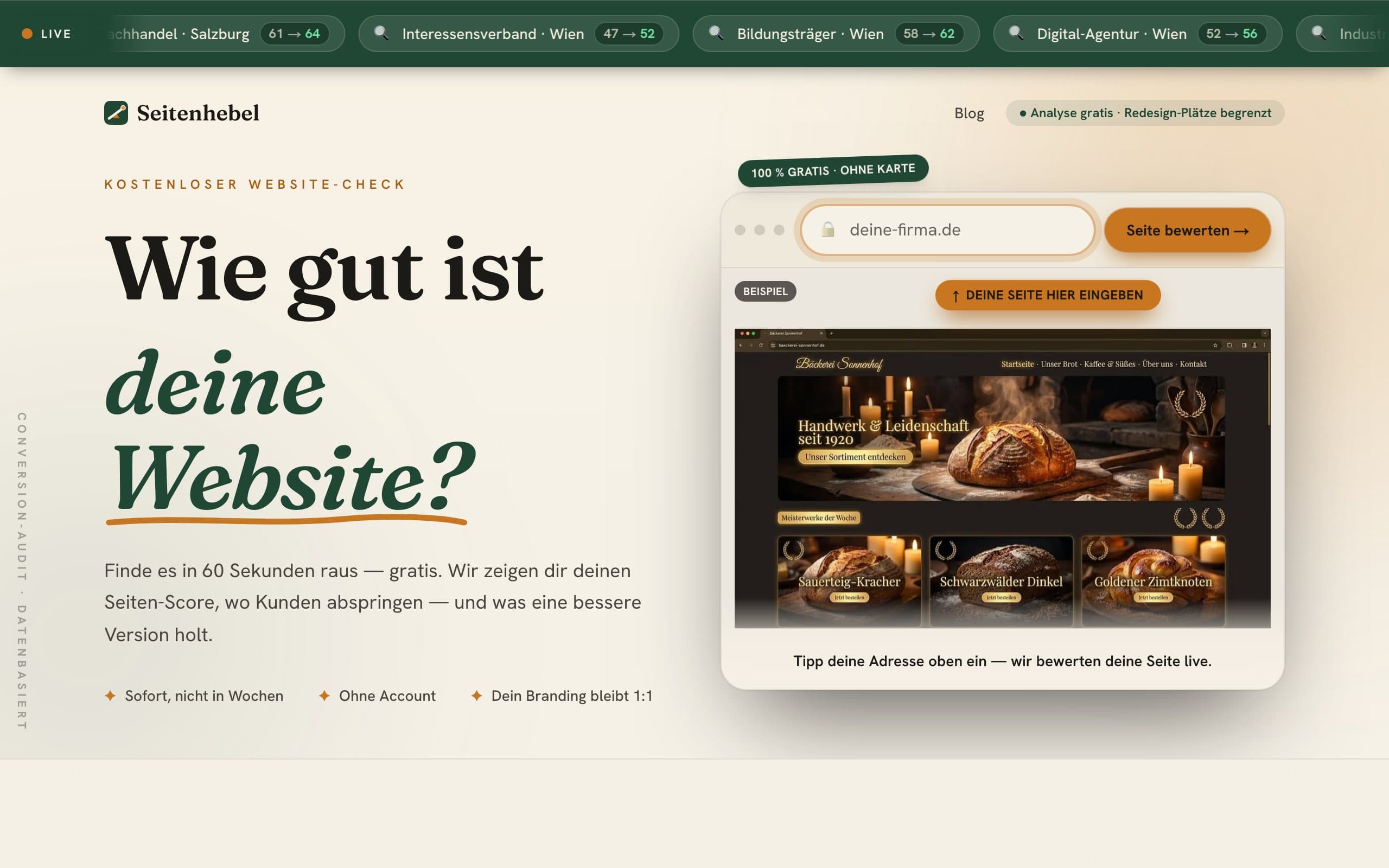 seitenhebel.de – kostenloser Website-Check: Wie gut ist deine Website?