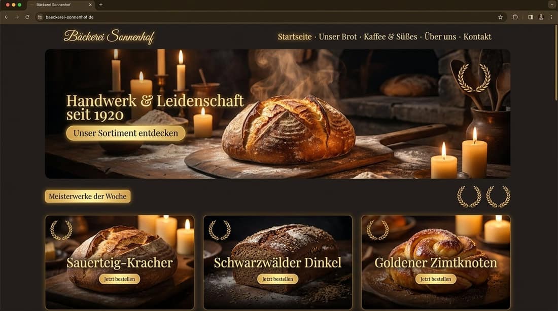 Beispiel einer fertig gebauten Seite